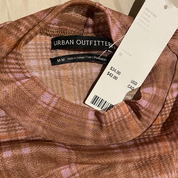 *NWT* Urban Outfitters mesh long-sleeve plaid top - Picture 5 of 6